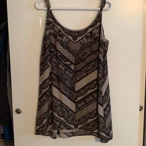 CAbbi faux lace tank tunic- adjustable straps